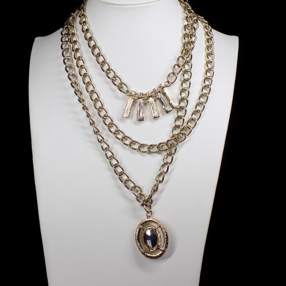 Vintage Juicy Couture Necklace Chunky 3 Row Clear Crystals Gold-tone Y2K Rare - Picture 8 of 10